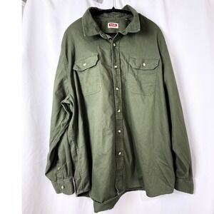 Wrangler Long Sleeve Button Up Shirt Green 2X Large 2XG Men Work Casual